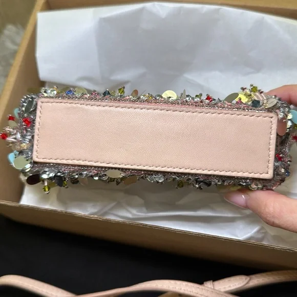 Fendi Beige Leather Micro Peekaboo Embellished Crossbody - Picture 6 of 14